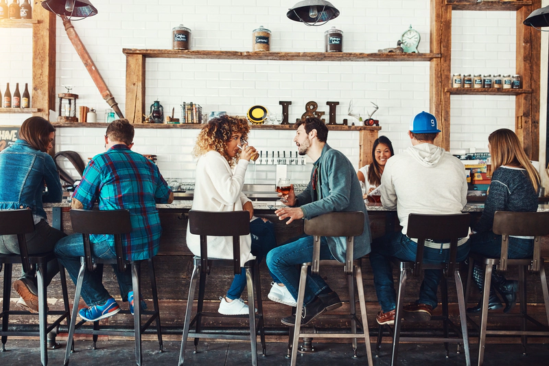 Moderate drinking in a bar