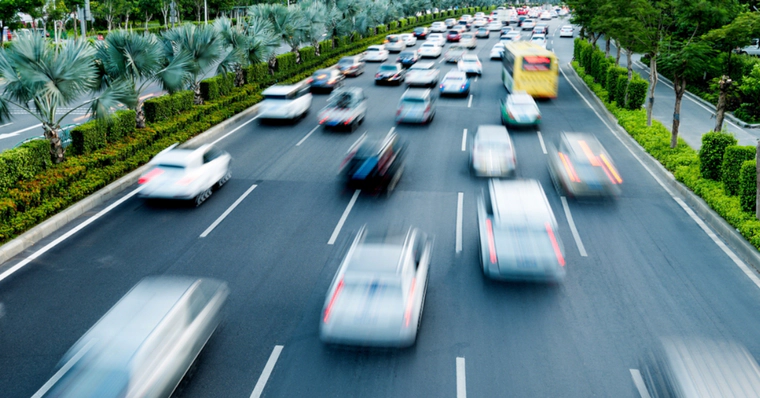 Blurred cars on a highway