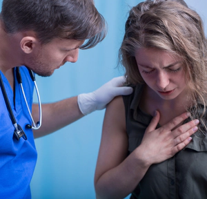 Woman with a heart problem from cocaine use.