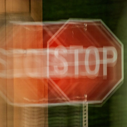 Blurred stop sign