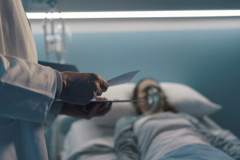 Teenager girl in a hospital.