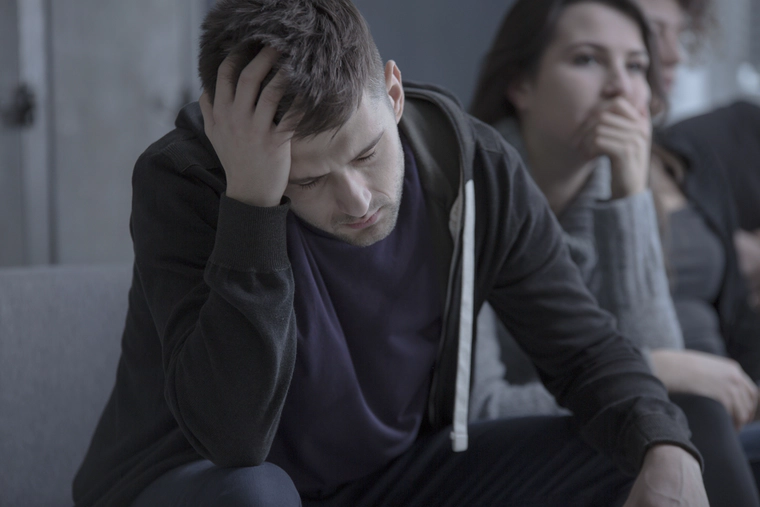 Addicted man depressed